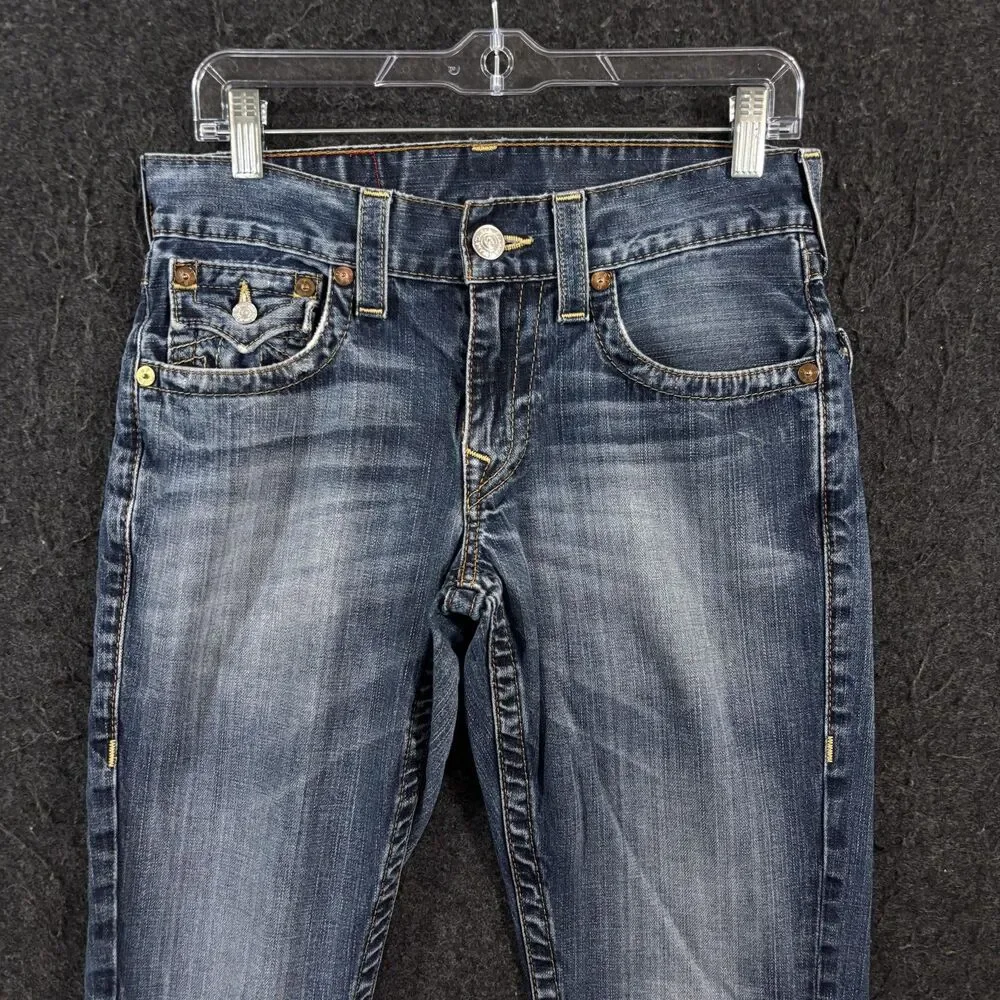 True Religion Lost Lagoon Jeans Mens 29 Blue Slim Flap Medium Wash Pockets